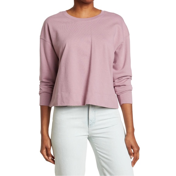 James Perse Tops James Perse Relaxed Crop Pullover Sweatshirt In